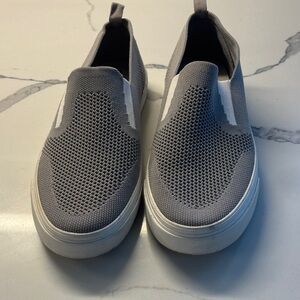 Old Navy Women's Slip-On Knit Sneakers - Gray and White